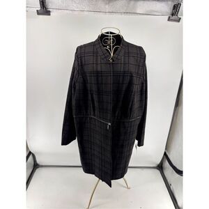 Alfani Black on Black Stripped Grid Jacket Women’s Plus Size 18W NWT